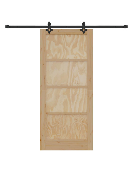 Porta scorrevole Naturale e Nero 86 x 198,5 cm