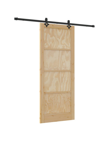 Porta scorrevole Naturale e Nero 86 x 211 cm