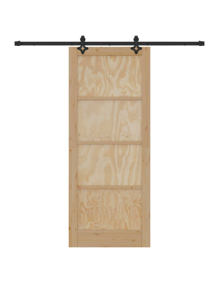 Porta scorrevole Naturale e Nero 86 x 211 cm