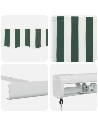 Tenda Retrattile Verde e Bianco 500 × 300 cm Tessuto e Metallo