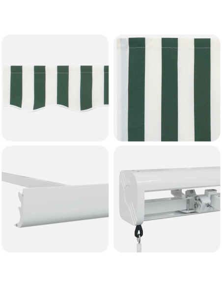 Tenda Retrattile Verde e Bianco 500 × 300 cm Tessuto e Metallo