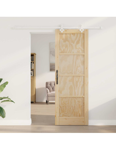 Porta scorrevole Naturale e Bianco 73,5 x 211 cm