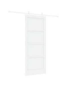 Porta scorrevole Bianco 83 x 202 cm Legno Massello di Pino 2
