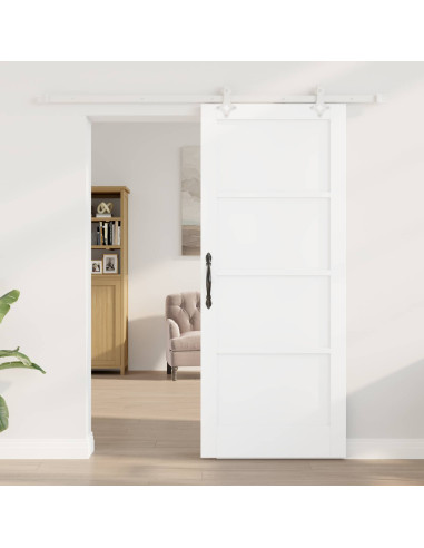 Porta scorrevole Bianco 83 x 202 cm Legno Massello di Pino