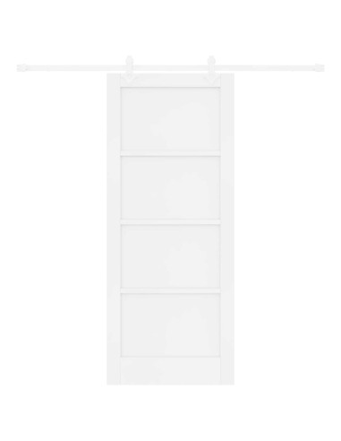 Porta scorrevole Bianco 83 x 202 cm Legno Massello di Pino