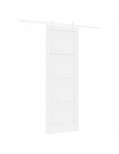 Porta scorrevole Bianco 83 x 232 cm Legno Massello di Pino 2