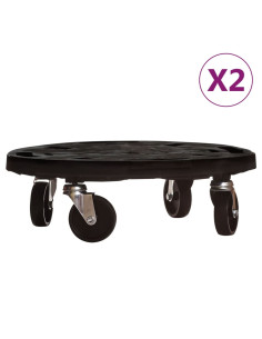 Carrelli per Piante con Ruote 2 pz Diametro 40 cm Neri 275 kg 2