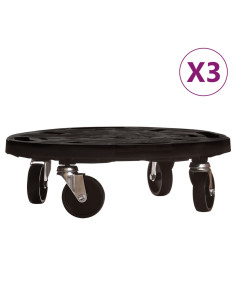 Carrelli per Piante con Ruote 3 pz Diametro 40 cm Neri 275 kg 2