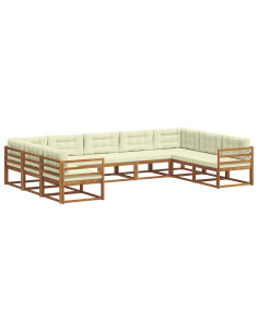 Set di divani da esterno con cuscino 9 pcs Naturale e Crema 2