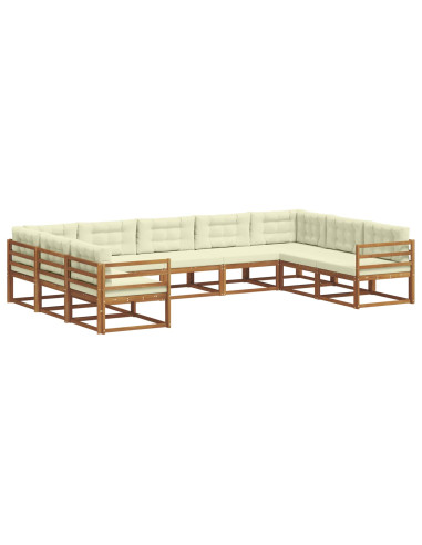 Set di divani da esterno con cuscino 9 pcs Naturale e Crema