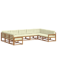 Set di divani da esterno con cuscino 9 pcs Naturale e Crema 2