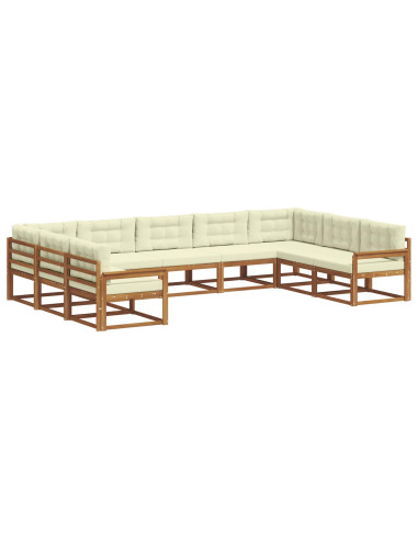 Set di divani da esterno con cuscino 9 pcs Naturale e Crema