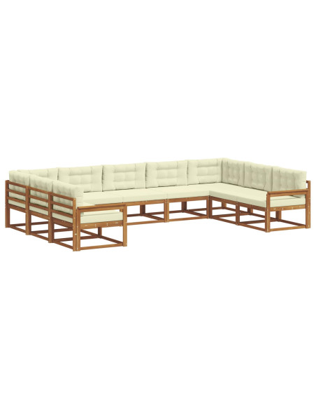 Set di divani da esterno con cuscino 9 pcs Naturale e Crema