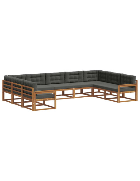 Set di divani da esterno con cuscino 9 pcs Naturale e Antracite