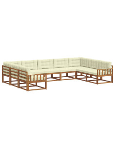 Set di divani da esterno con cuscino 9 pcs Naturale e Crema 2