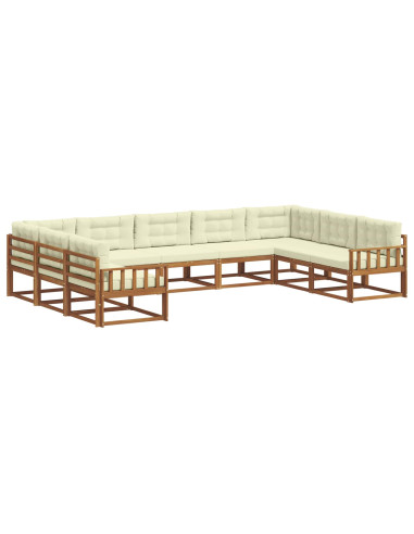 Set di divani da esterno con cuscino 9 pcs Naturale e Crema