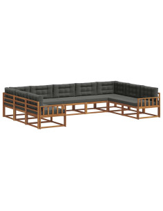 Set di divani da esterno con cuscino 9 pcs Naturale e Antracite 2