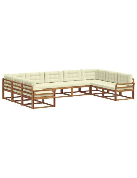 Set di divani da esterno con cuscino 9 pcs Naturale e Crema