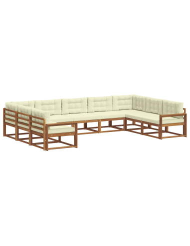 Set di divani da esterno con cuscino 9 pcs Naturale e Crema