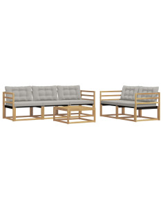 Set di divani da esterno 6 pcs Bianco e Grigio Chiaro 2