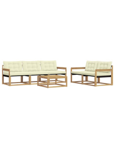Set di divani da esterno 6 pcs Bianco e Crema 79 x 79 x 37 cm 2