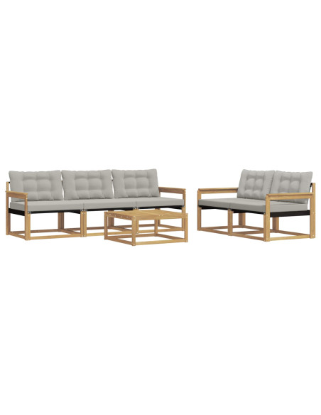 Set di divani da esterno 6 pcs Bianco e Grigio Chiaro