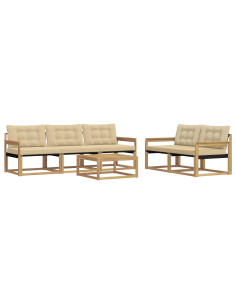 Set di divani da esterno 6 pcs Bianco e Beige 79 x 79 x 37 cm 2