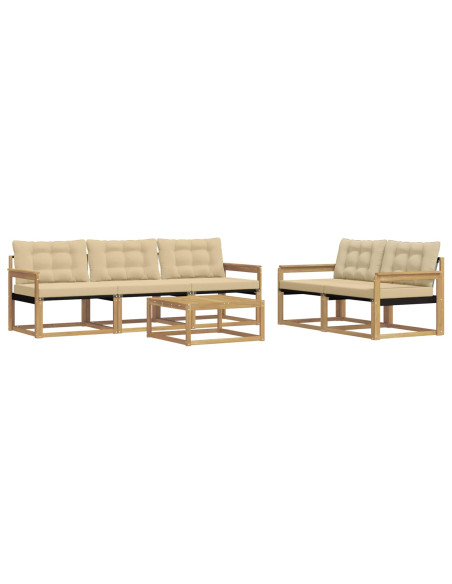 Set di divani da esterno 6 pcs Bianco e Beige 79 x 79 x 37 cm