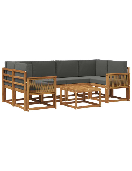 Set di divani da esterno 7 pcs Naturale e Antracite Poliestere