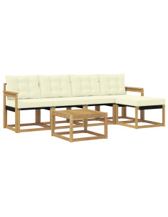 Set di divani da esterno con cuscino 6 pcs Bianco e Crema 2