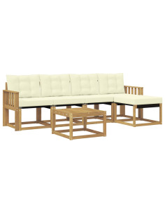 Set di divani da esterno con cuscino 6 pcs Bianco e Crema 2