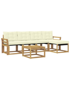 Set di divani da esterno con cuscino 6 pcs Bianco e Crema 2