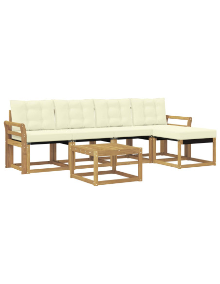 Set di divani da esterno con cuscino 6 pcs Bianco e Crema