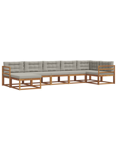 Set di divani da esterno 7 pcs Grigio Naturale e Chiaro