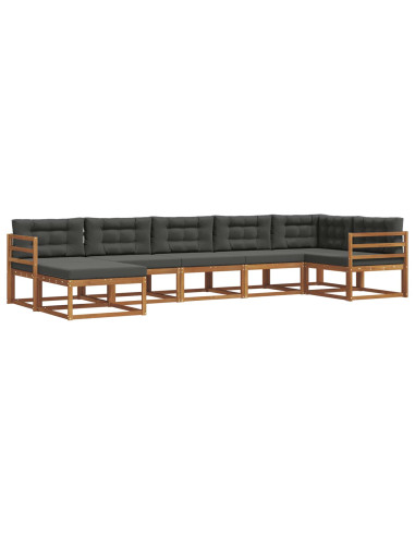 Set di divani da esterno con cuscino 7 pcs Naturale e Antracite