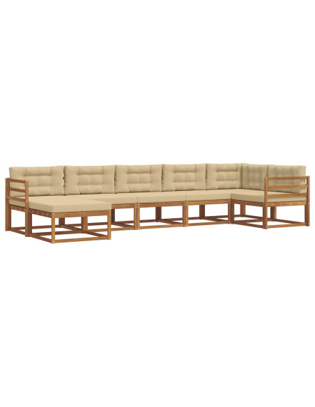 Set di divani da esterno con cuscino 7 pcs Naturale e Beige