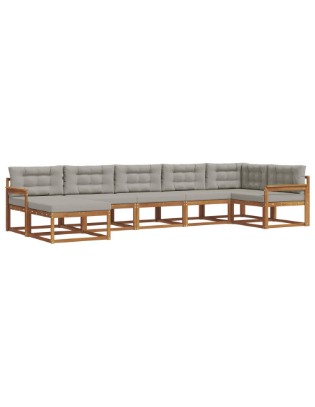Set di divani da esterno 7 pcs Grigio Naturale e Chiaro