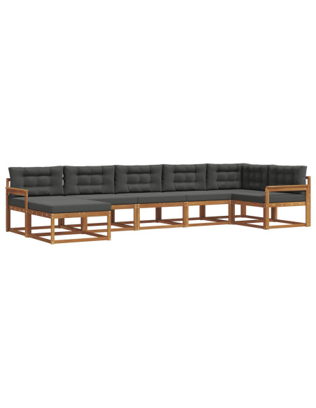 Set di divani da esterno con cuscino 7 pcs Naturale e Antracite