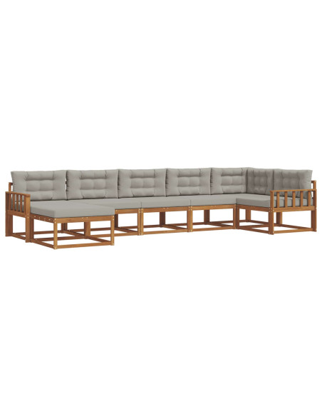 Set di divani da esterno 7 pcs Grigio Naturale e Chiaro