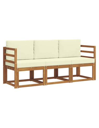 Set di divani da esterno con cuscino 3 pcs Naturale e Crema