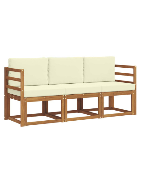 Set di divani da esterno con cuscino 3 pcs Naturale e Crema