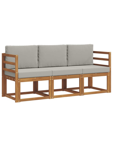 Set di divani da esterno 3 pcs Grigio Naturale e Chiaro