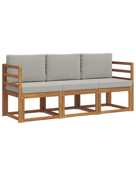 Set di divani da esterno 3 pcs Grigio Naturale e Chiaro