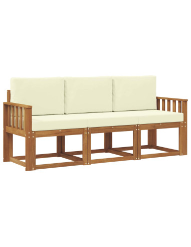Set di divani da esterno con cuscino 3 pcs Naturale e Crema