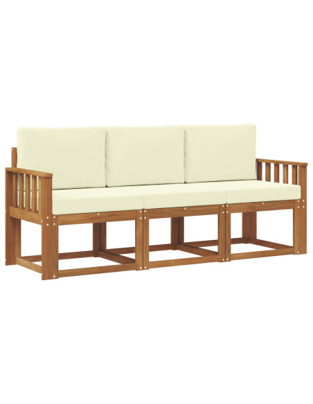 Set di divani da esterno con cuscino 3 pcs Naturale e Crema
