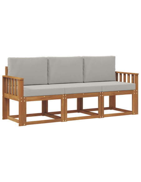 Set di divani da esterno 3 pcs Grigio Naturale e Chiaro