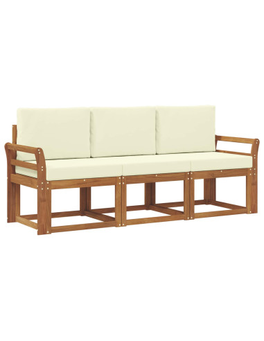 Set di divani da esterno con cuscino 3 pcs Naturale e Crema
