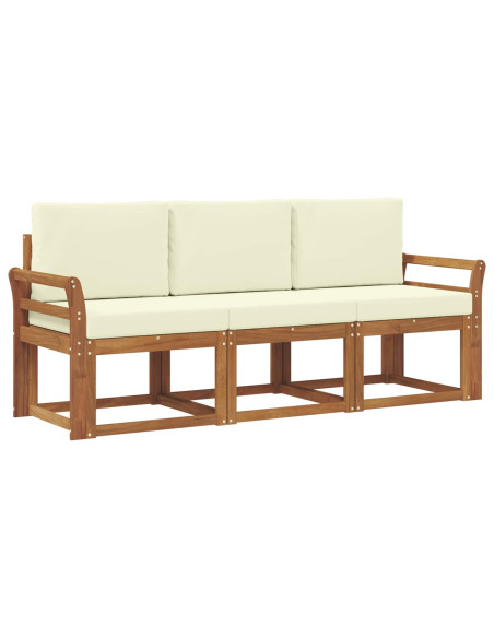 Set di divani da esterno con cuscino 3 pcs Naturale e Crema