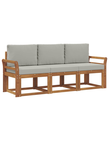 Set di divani da esterno 3 pcs Grigio Naturale e Chiaro