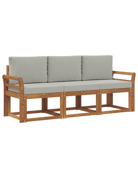 Set di divani da esterno 3 pcs Grigio Naturale e Chiaro
